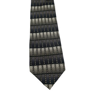 Mosaic Silver Black Diamond Print 100% Silk Hand Made Tie
